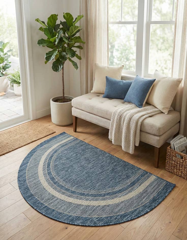 Detail image of 2' 7 x 4'  Washable Border Indoor / Outdoor Hearth Rug