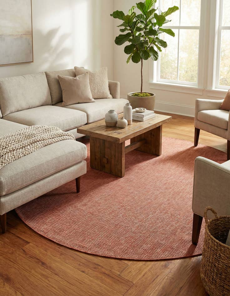 Detail image of  13' x 13'  Washable Solid Indoor / Outdoor Round Rug