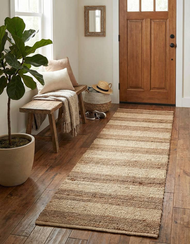 Detail image of  2' 2 x 6' 1  Hand Braided Jute Runner Rug