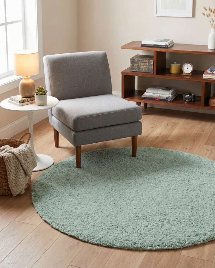3' 3 x 3' 3 Soft Solid Shag Round Rug