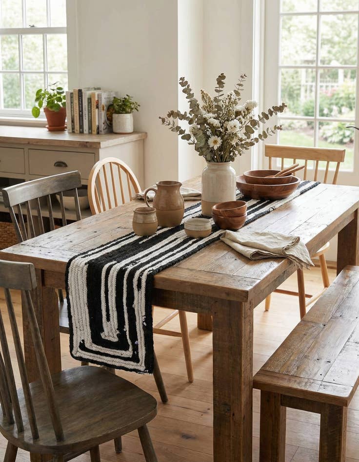 Detail image of 1' 2 x 8'  Hand Braided Chindi Table Runner Rug