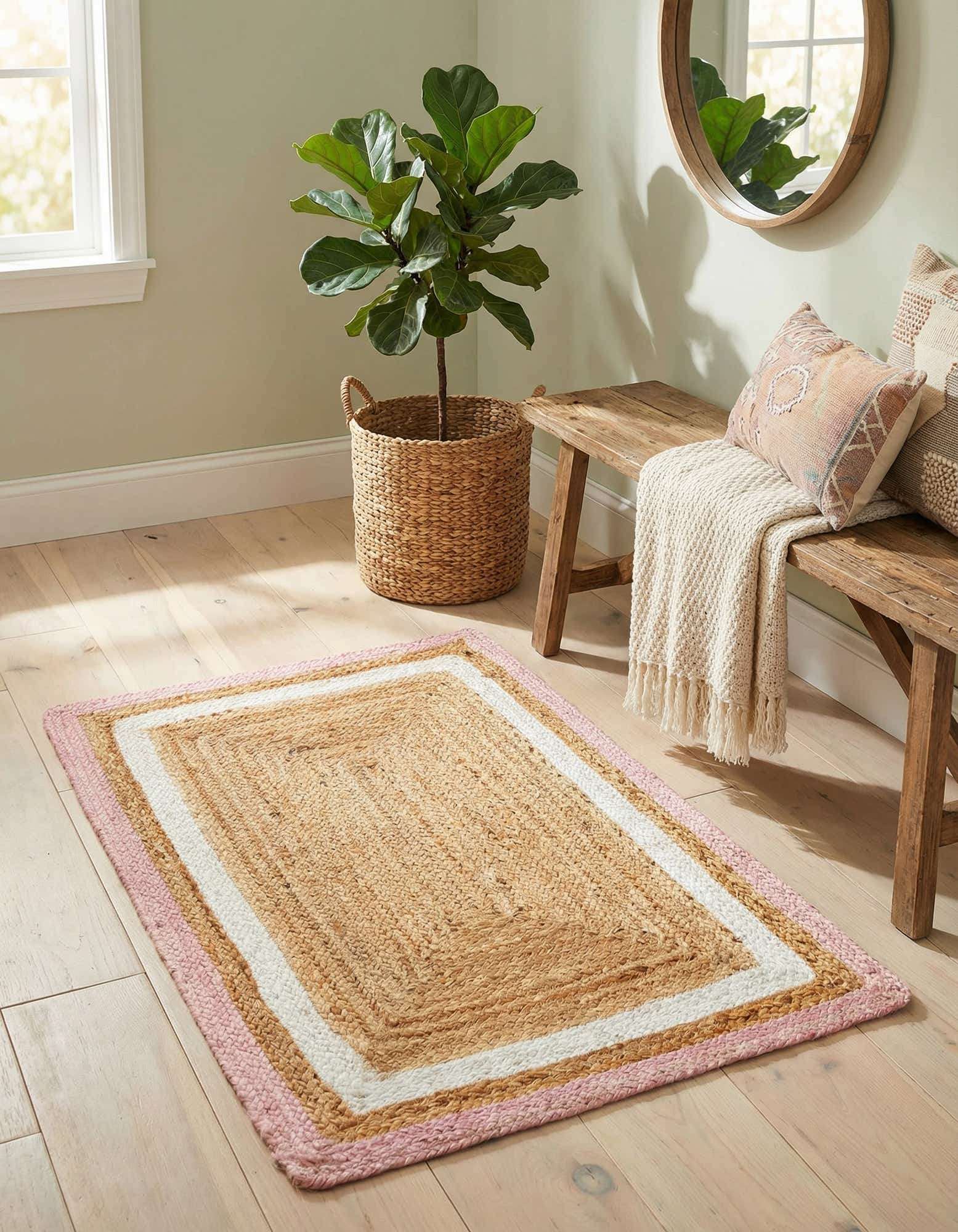 2' x 3' 1 Handmade Braided Jute Rug