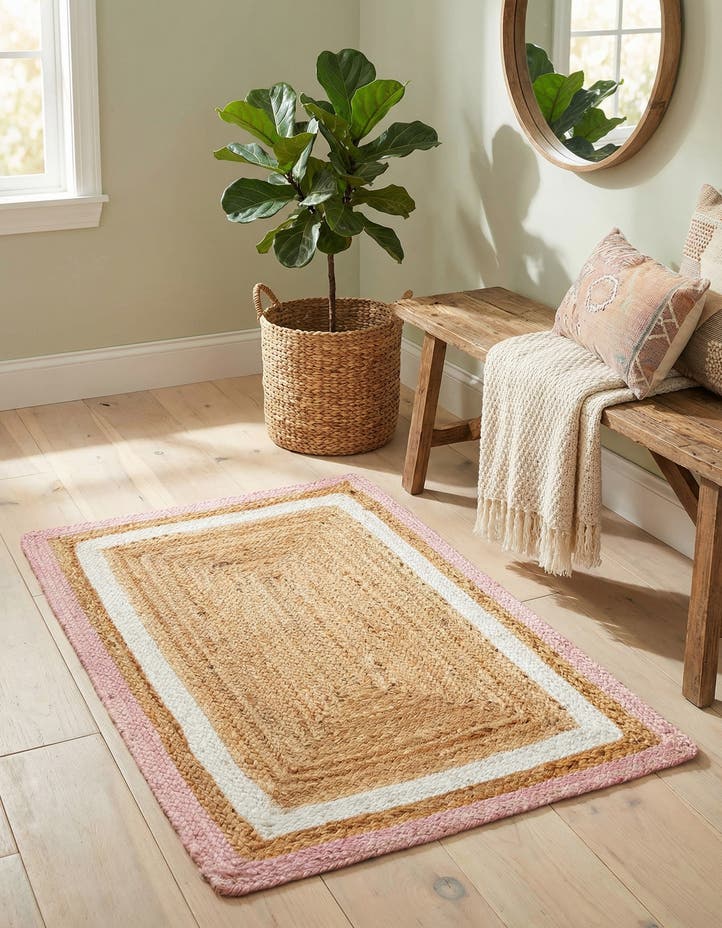 2' x 3' 1 Handmade Braided Jute Rug