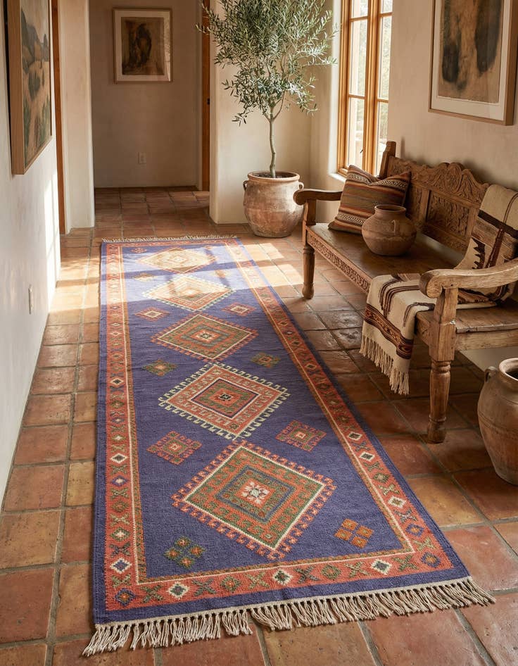 Detail image of  4' 9 x 9' 2  Hand Woven Kilim Fars Wool Runner Rug