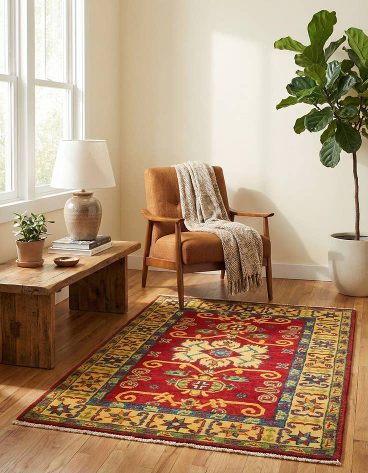 Detail image of 2' 8 x 4'  Hand Knotted Kazak Rug