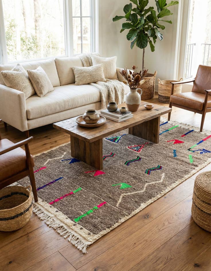 Detail image of 4' 7 x 7' 10  Hand Knotted Moroccan Wool Rug