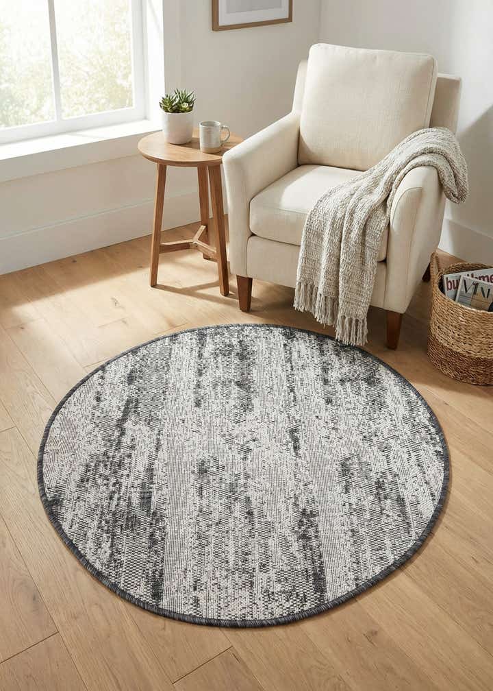 3' x 3' Easy-Clean Modern Indoor / Outdoor Round Rug