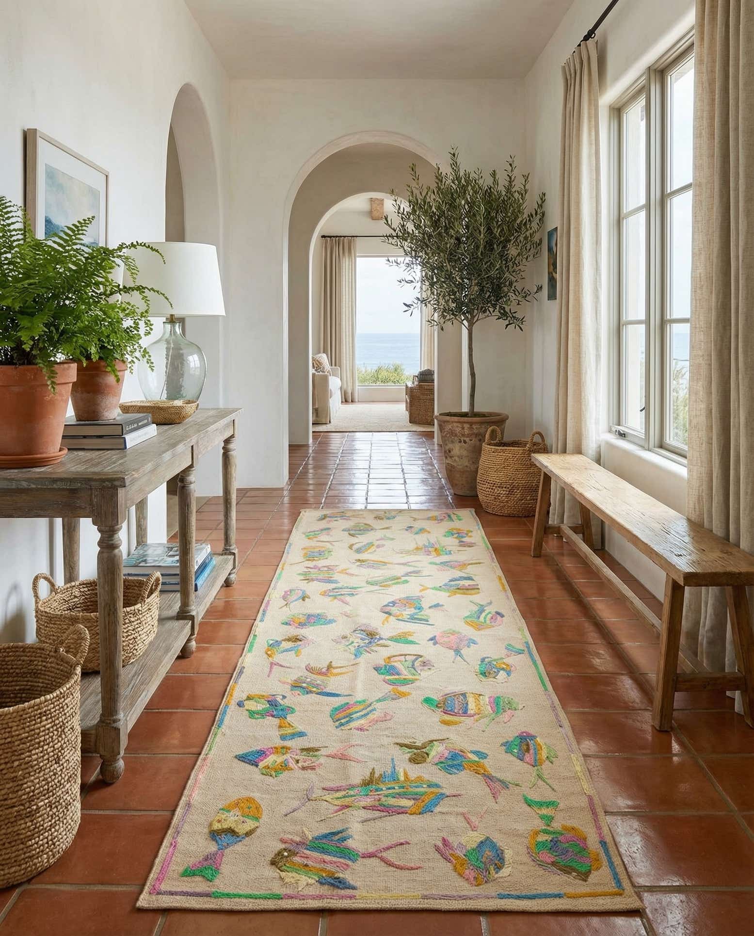 2' 5 x 7' 9 Hand Woven Kilim Suzani Wool Runner Rug