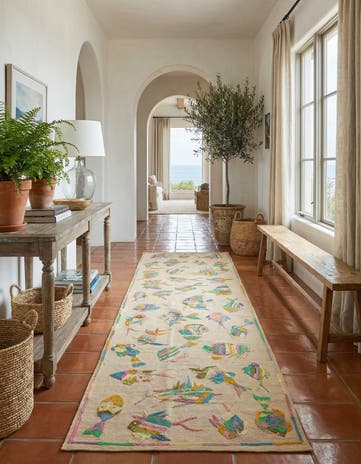 2' 5 x 7' 9 Hand Woven Kilim Suzani Wool Runner Rug