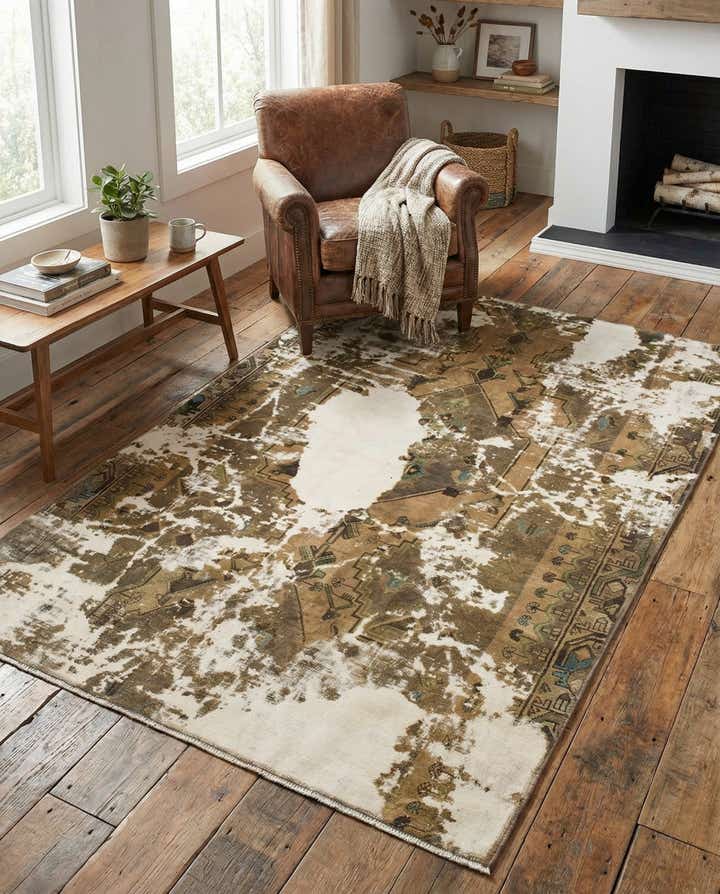 4' 9 x 7' Hand Knotted Ultra Vintage Persian Wool Rug