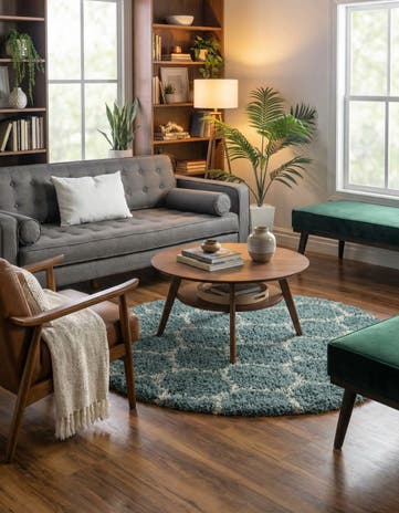 6' x 6' Lattice Shag Round Rug