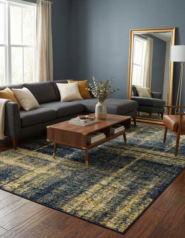Navy Blue and Yellow Laguna Rug