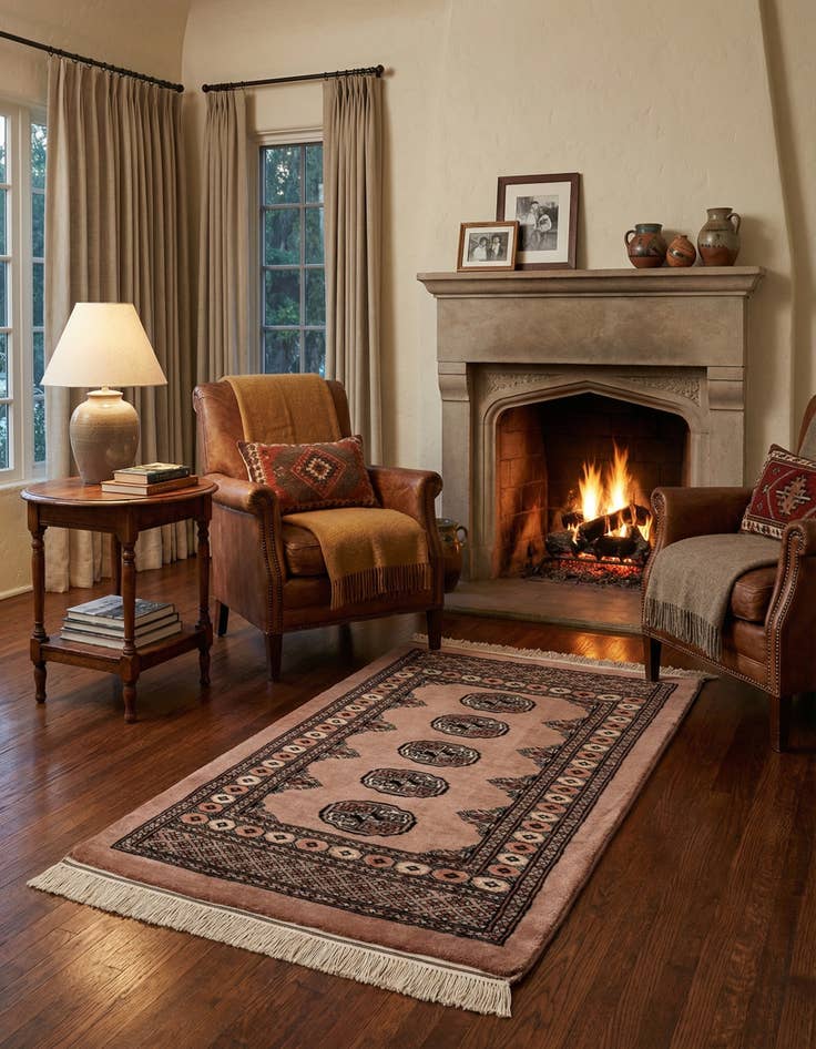 Detail image of  2' 9 x 4' 3  Hand Knotted Torkaman Persian Wool Rug