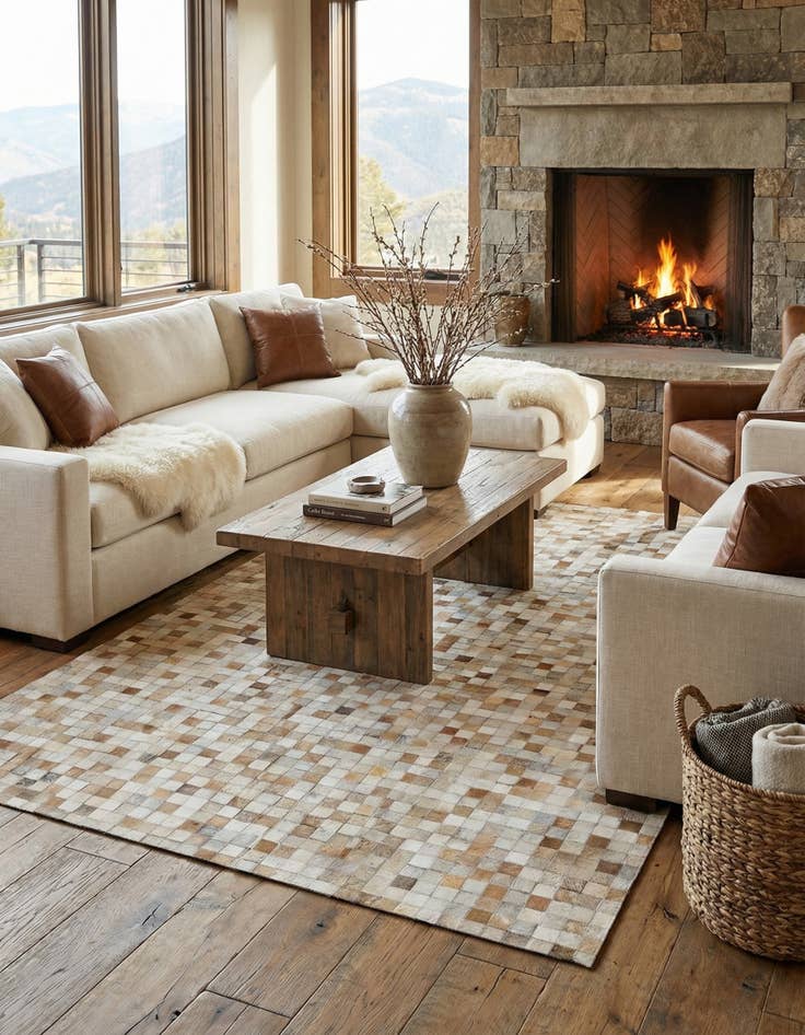 Detail image of  4' 11 x 8' 1 Cowhide - Patchwork Rug