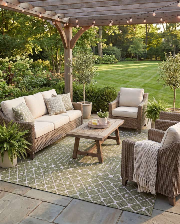 10' 8 x 10' 8 Easy-Clean Lattice Indoor / Outdoor Square Rug