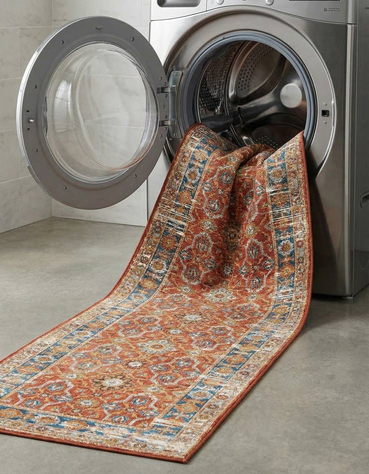 Detail image of 2' 7 x 10'  Washable Traditional Indoor / Outdoor Runner Rug