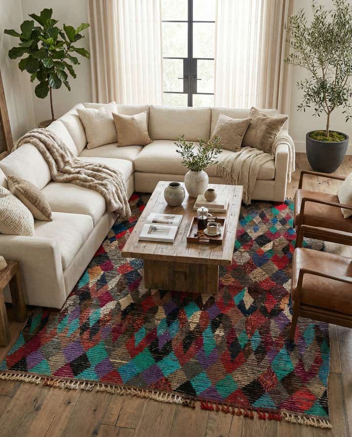 7' 9 x 9' 9 Hand Knotted Moroccan Wool Rug