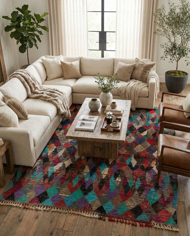 Detail image of 7' 9 x 9' 9 Hand Knotted Moroccan Wool Rug
