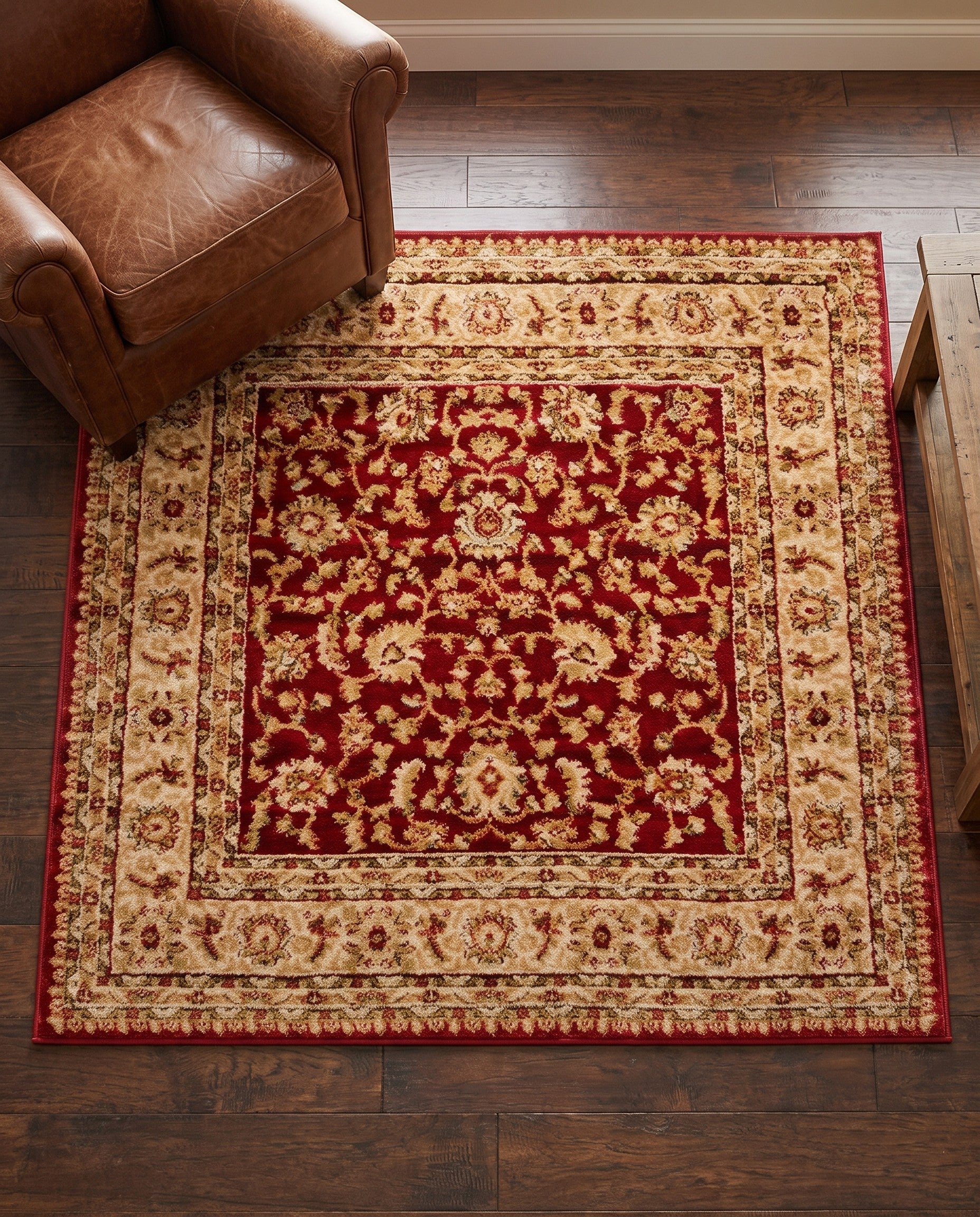 Red Classic Agra Square Rug