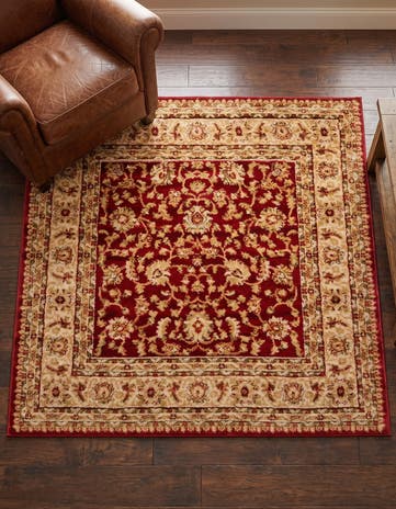Red Classic Agra Square Rug