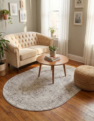 Gray Oxford Oval Rug