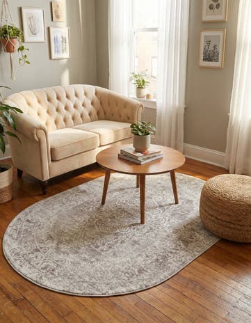 Gray Oxford Oval Rug