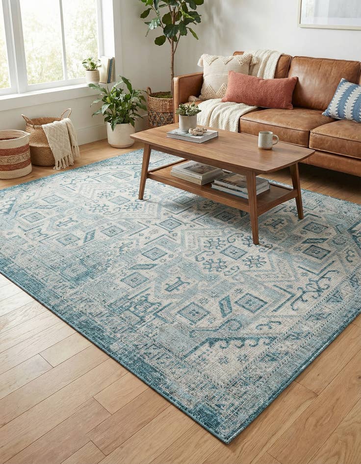 Detail image of  7' x 10'  Washable Aztec Indoor / Outdoor Rug