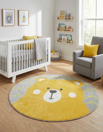 7' 10 x 7' 10 Bear Whimsy Kids Round Rug