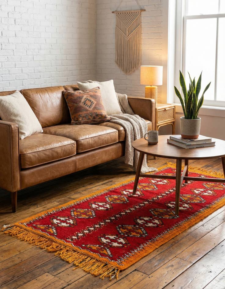 Detail image of 2' 5 x 5' 6  Hand Knotted Moroccan Wool Runner Rug