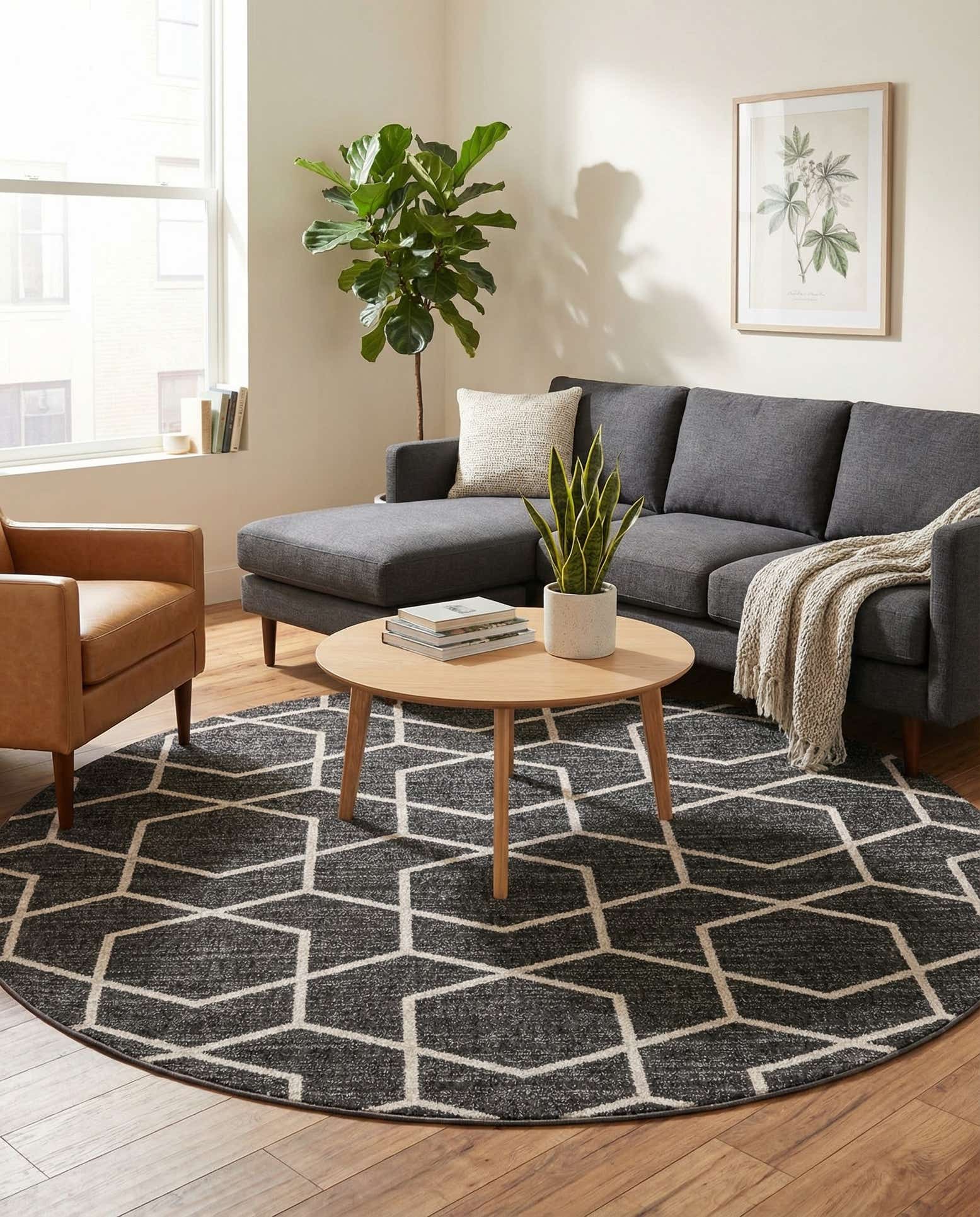 7' x 7' Eco Trellis Round Rug