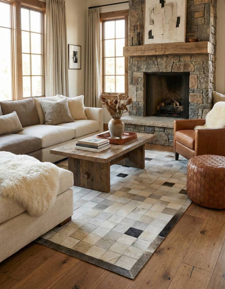 Detail image of  5' x 7' 10 Cowhide - Patchwork Rug