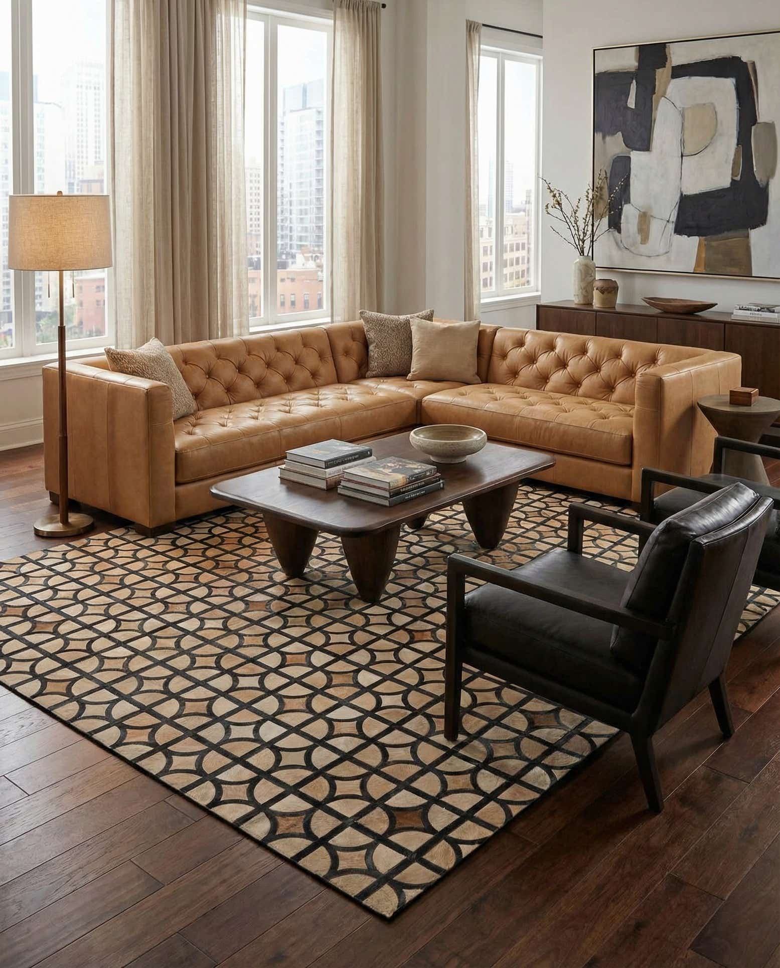 8' x 10' Cowhide Leather Rug