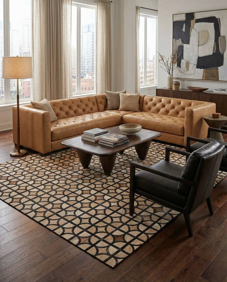 Detail image of 8' x 10' Cowhide Leather Rug