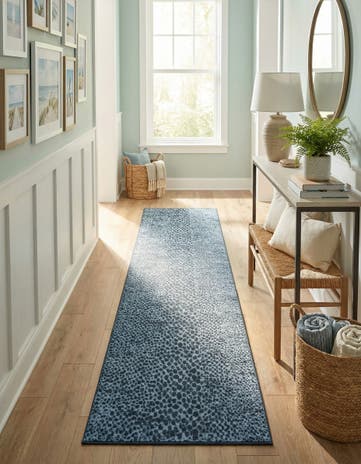 Navy Blue Kamala Washable Runner Rug