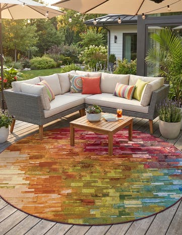 10' x 10' Easy-Clean Modern Indoor / Outdoor Round Rug