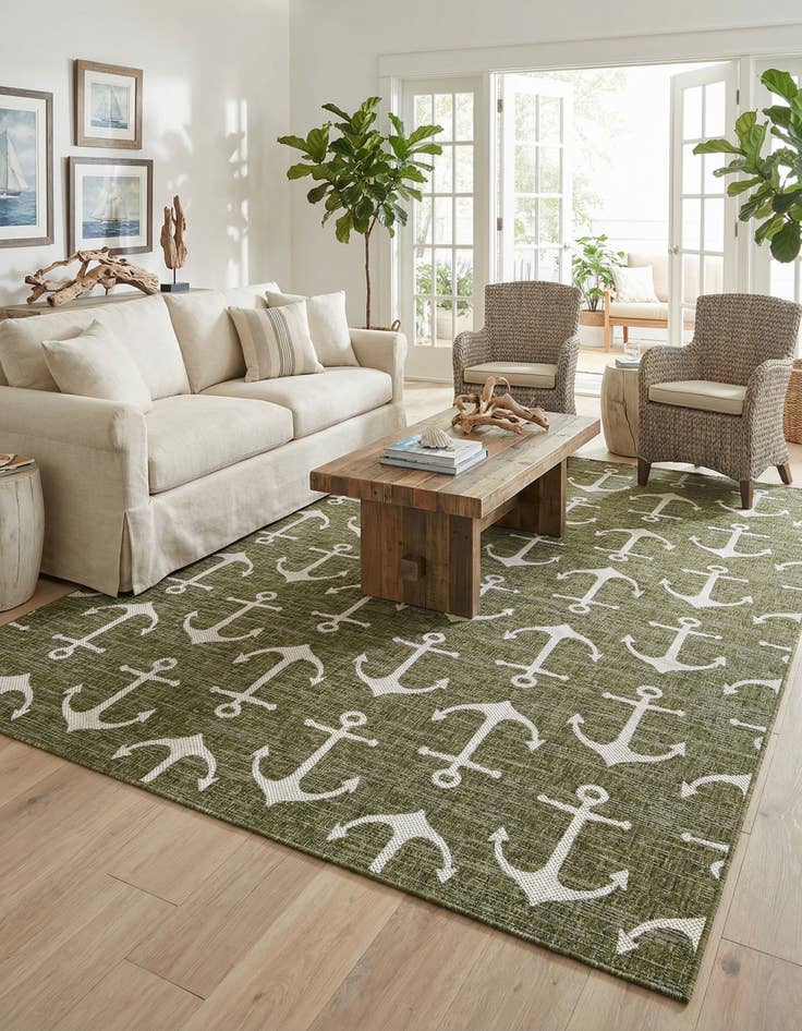 Detail image of  9' x 12'  Washable Coastal Indoor / Outdoor Rug