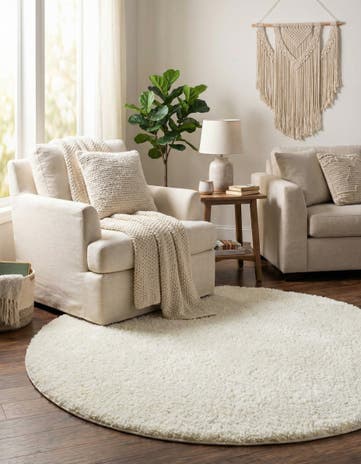 5' x 5' Soft Solid Shag Round Rug