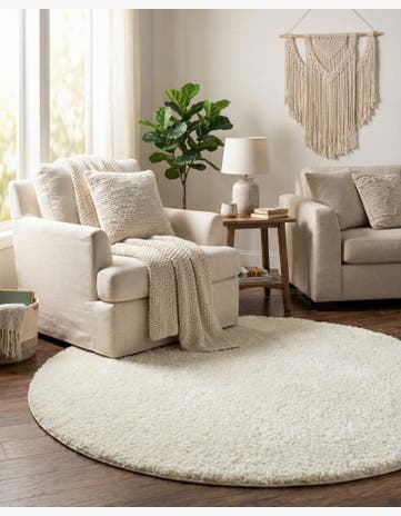 5' x 5' Soft Solid Shag Round Rug