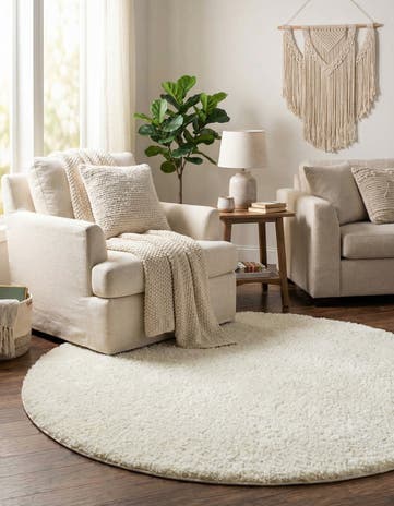 5' x 5' Soft Solid Shag Round Rug