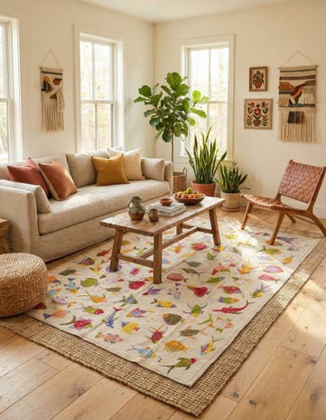 5' 10 x 7' 7 Hand Woven Kilim Suzani Wool Rug