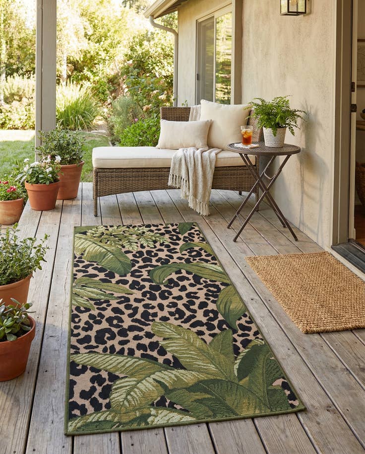 Detail image of 2' x 4' Easy-Clean Botanical Indoor / Outdoor Runner Rug