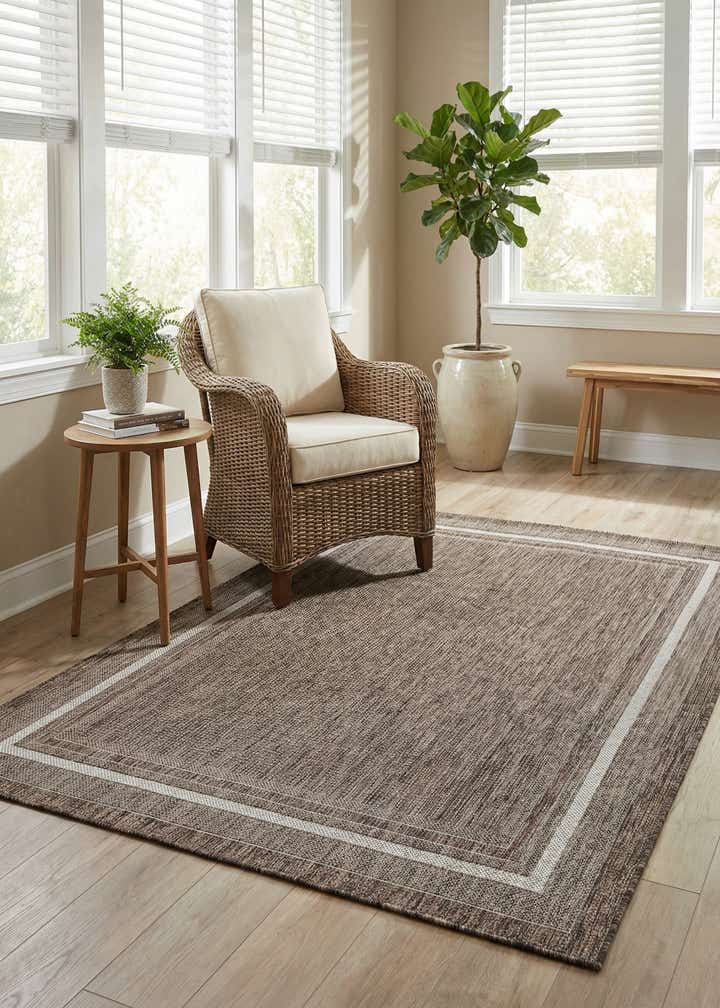 5' 3 x 7' Easy-Clean Border Indoor / Outdoor Rug