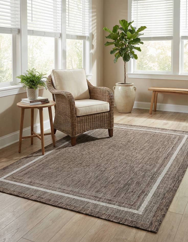 Detail image of  5' 3 x 7'  Washable Border Indoor / Outdoor Rug