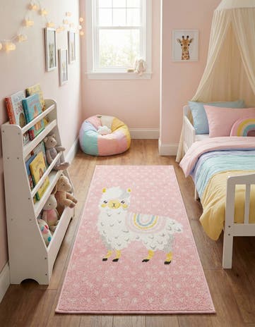 2' 2 x 4' Llama Whimsy Kids Runner Rug