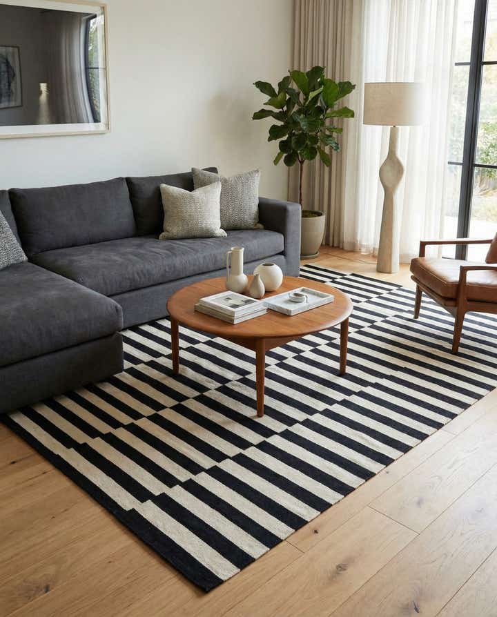 6' 7 x 9' 9 Hand Woven Kilim Modern Wool Rug