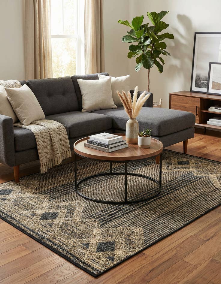 Detail image of 3' 3 x 5' 3  Washable Modern Indoor / Outdoor Rug