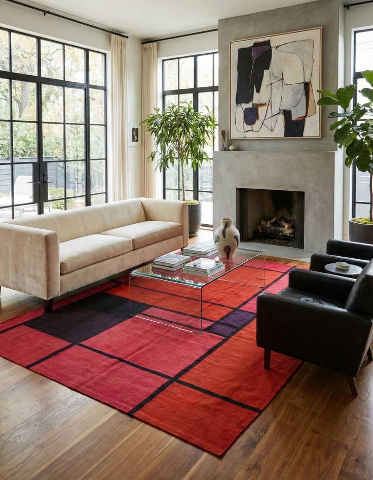 Detail image of 6' 8 x 9' 7  Hand Woven Kilim Modern Wool Rug