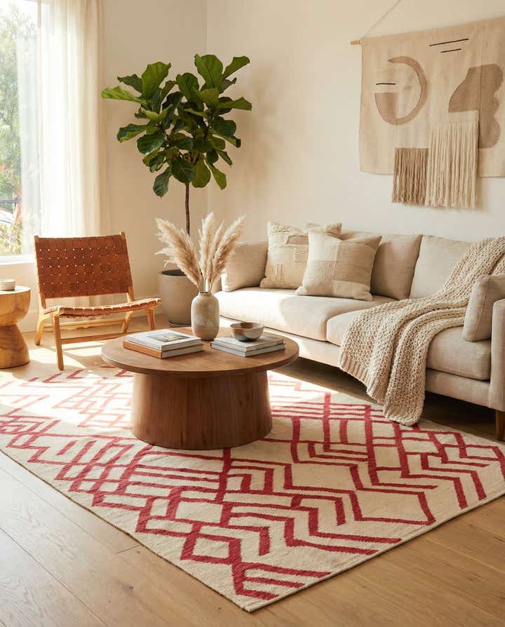 4' 2 x 6' 2 Hand Woven Kilim Modern Wool Rug