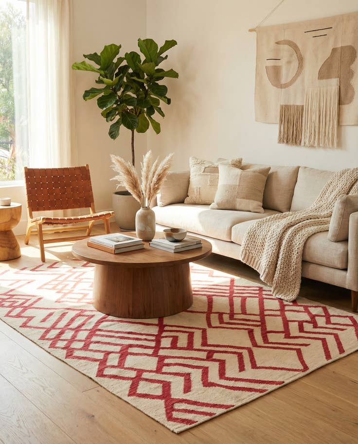 Detail image of 4' 2 x 6' 2 Hand Woven Kilim Modern Wool Rug