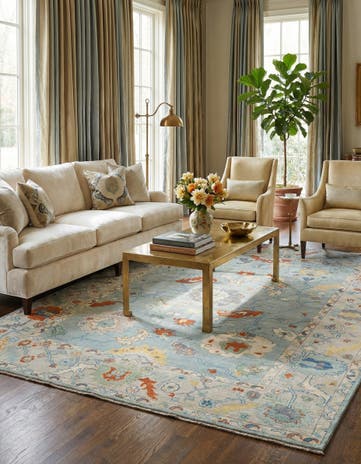 9' 3 x 11' 11 Hand Knotted Oushak Rug